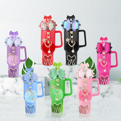 5-Piece Tumbler Accessory Set for 30oz & 40oz Cups with Bow Topper - Red
