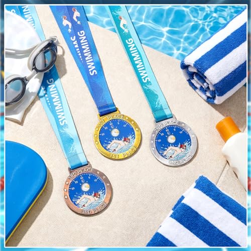 Swimming Award Medals Set - Gold, Silver, Bronze - 3 Pieces