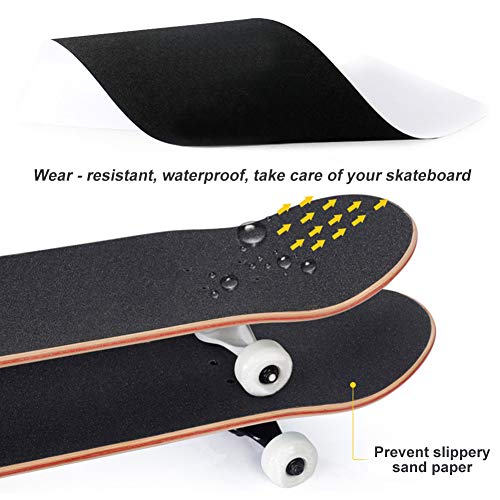 Anti-Slip Grip Tape for Skateboards - Waterproof, 9 x 33 in, Black
