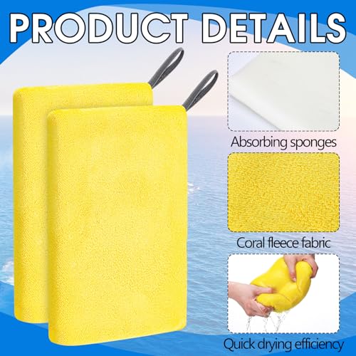 Sonwyoung Yellow 2 Pcs Water Absorbing Kayak Sponges for Kayaking Canoe Boat