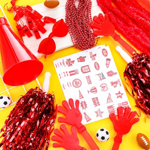 Soulchen 360 pcs Red Spirit Party Accessories Pack - Cheerleader & Noisemaker Set