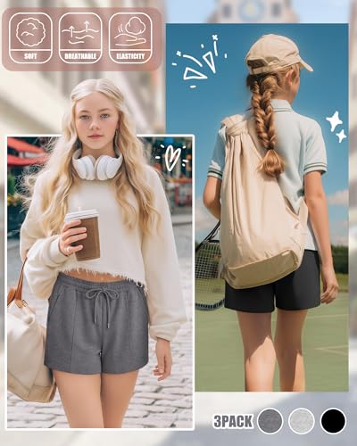 Girl's Elastic Waist Athletic Shorts - 3 Pack