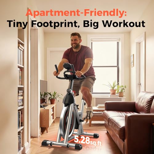 Magnetic Exercise Bike with App Training - Orange | 300 lb Capacity
