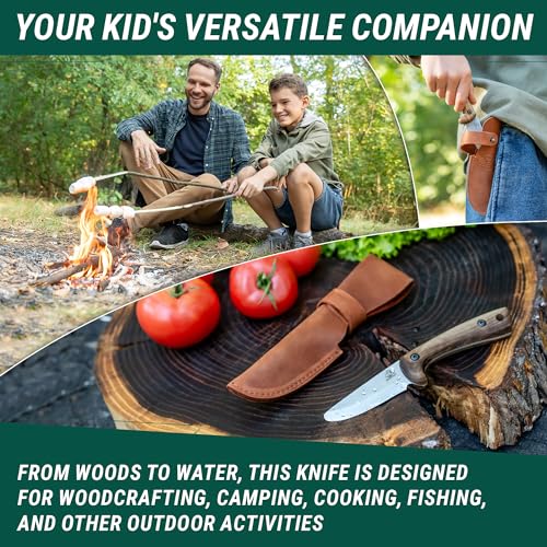 BeaverCraft Kids Scout Knife with Rounded Tip – Safe Whittling Knife for Boys 8-12