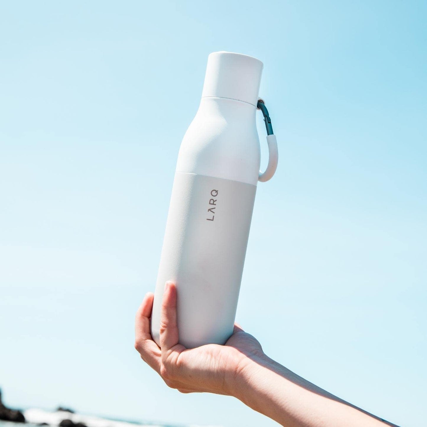 LARQ Bottle Flip Top 25 oz - Insulated Stainless Steel Water Bottle With Straw | BPA Free | Reusable Water Bottle for Sports, Gym, and Travel | Keep Drinks Cold for 24 Hours, Granite White