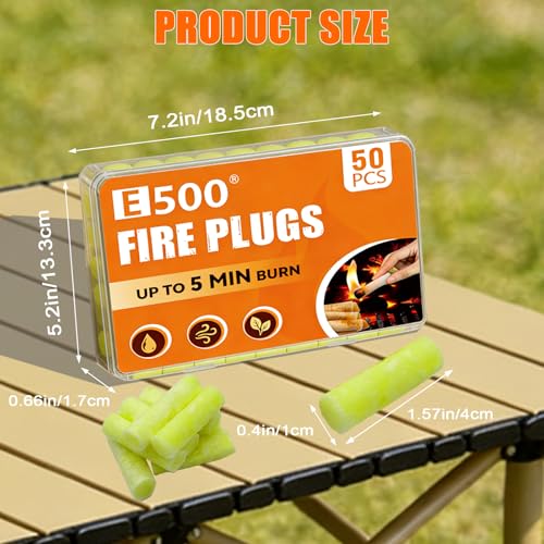 Fire Starter Plugs - 50 Pack Odorless Cotton, Yellow