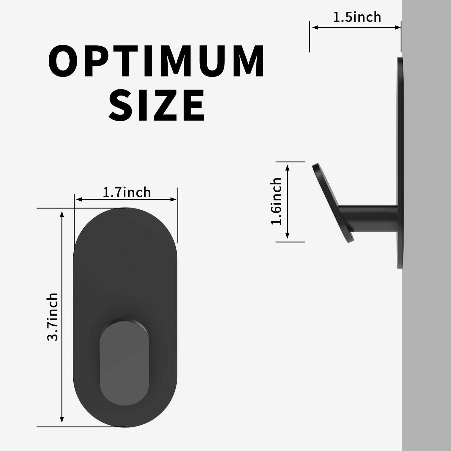 WZRUA Adhesive Towel Hooks for Bathrooms 4 Pack Matte Black Stainless Steel and Zinc Alloy Sticky Wall Hooks for Hanging Heavy Duty Self Adhesive Robe Shower Hanger for Kitchen, Closet, Cabinet, Door