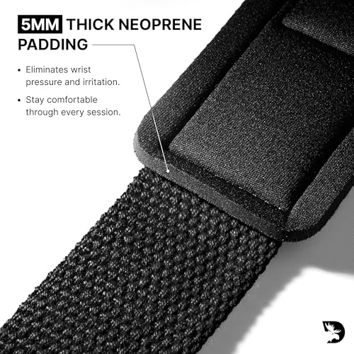 Padded Weightlifting Straps - 24" Cotton Wrist Straps with Silicone Grip - Black
