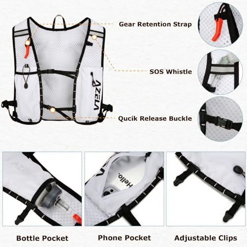 Lightweight Hydration Pack Backpack Vest - 1.5L & 2L Bladder - White