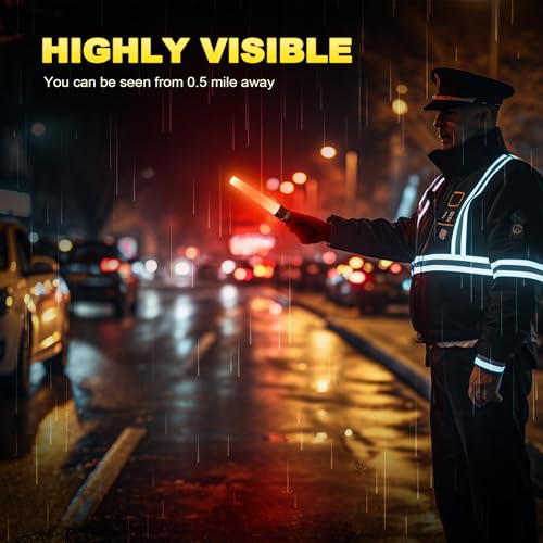 LED Traffic Wand - 11 Inch Flashlight, 4 Pack Small Orange Safety Baton With 5 Flashing Modes for Air Traffic Control, Airport, Parking, Car Directing