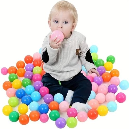Ball Pit Balls by [Brand Name] - Crush Proof Plastic, 100 Pcs, 5.6 cm, Perfect for Toddlers with Mesh Bag