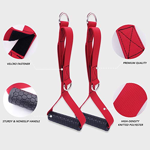 J Bryant 4-in-1 Red Triceps Rope Handles & Resistance Bands for Gym