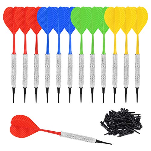 12 Pack Soft Tip Darts Set for Electronic & Plastic Dartboards - Bar & Game Room