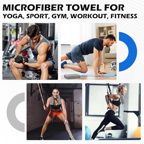 Microfiber Workout Towels - 3 Pack Grey Gym Sweat Towels