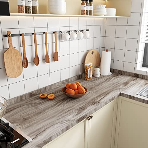 CRE8TIVE Matte Grey Washed Wood Contact Paper Peel and Stick Wood Wallpaper Removable Rustic Wood Grain Contact Paper for Countertops Waterproof Faux Wood Vinyl Wrap for Bedroom Cabinets Table 12"x80"