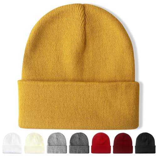 Cuffed Knit Beanie for Women & Men - One Size Pure Ginger