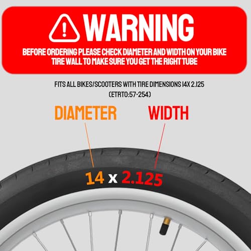 14 x 2.125 Electric Bike Inner Tubes - 2 Pack with Tire Levers