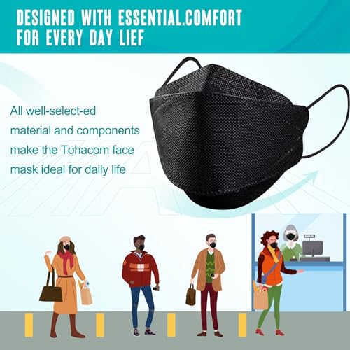 50/100 Pack KF94 Face_Covers, Color M?sk£¬Black M?sk£¬4-Layer M?sk outdoor Daily Use