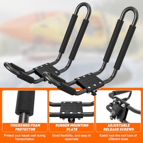Kayak Carrier Roof Racks - Universal Fit for SUVs & Jeeps - 1 Pair