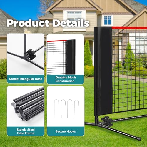 Badminton Net Set - 10FT Adjustable Height, Multi Sport Net - Red