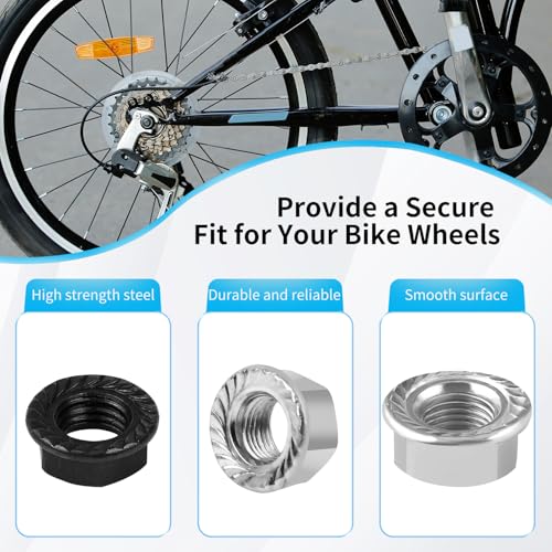 Bicycle Axle Nut Kit with Washers - 12PCS M8 M9.5 M10