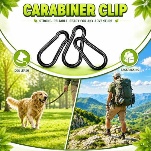 Heavy-Duty Carabiner Clip - 5.5 Inch Snap Hook, 2PCS-M14 Black