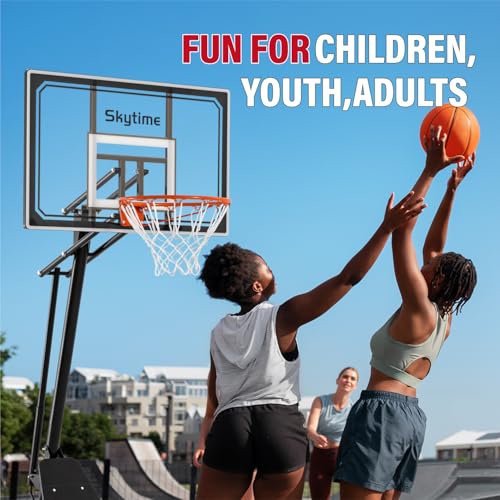 Portable Basketball Hoop - 44in Black Backboard, Adjustable 5.3-10ft Height