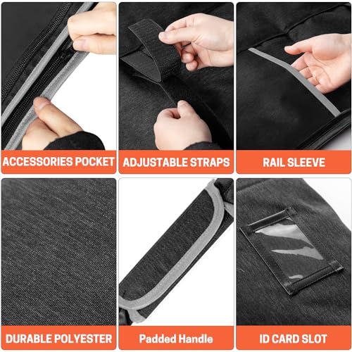 Premium Guide Rail Bag, Double Side Track Saw Bag, Protective Carrying Case for 55-60 Inch Guide Rail Tracks(Black)