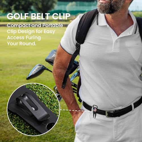 Finger Ten 7-in-1 Golf Divot Repair Tool with Ball Marker 2 Pack – Black