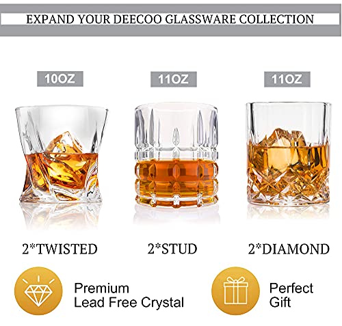 DeeCoo 6 Pack Premium 10/11 OZ Scotch Old Fashioned Whiskey Glasses Set - Barware