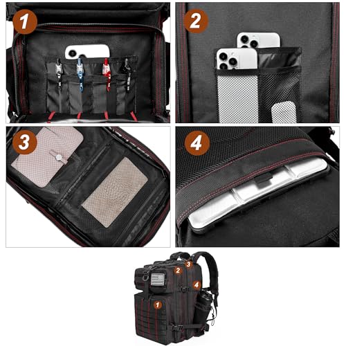 Onyx Crimson 45L Military Tactical Backpack for Men & Women, 3-Day Assault Rucksack with MOLLE