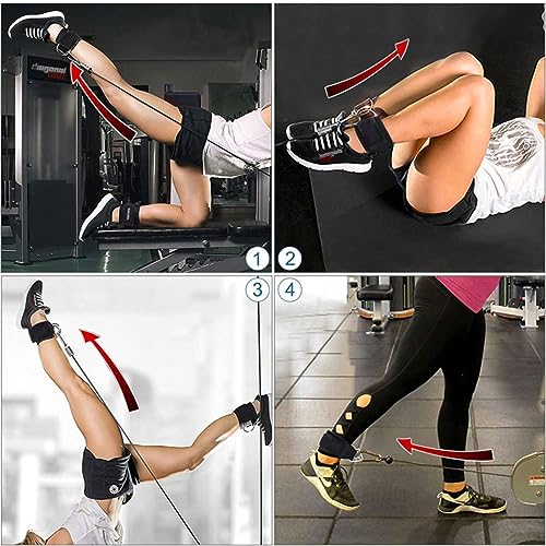 Adjustable Ankle Straps for Cable Machines - Black Pair