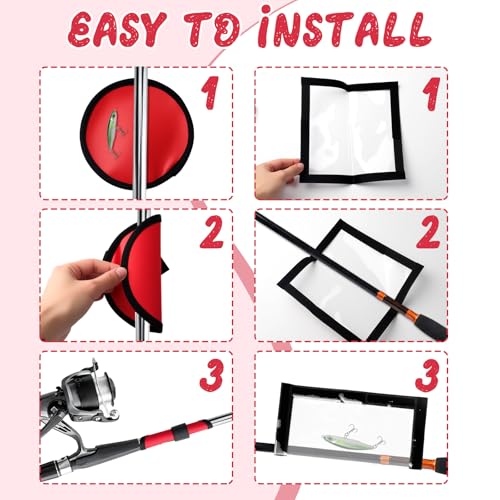 Fishing Hook Covers Set - 4 Red Lure Wraps & 1 Clear Protector