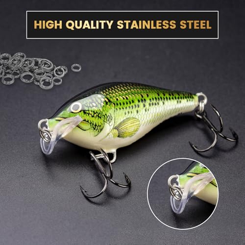 Variation 1 - 200 Pcs Stainless Steel Split Rings with Pliers Set for Fishing