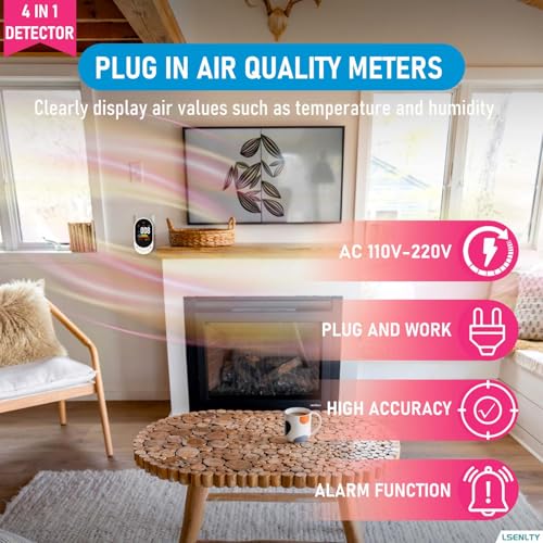 Upgraded Plug in Combination Natural Gas Leak Detector and Carbon Monoxide Detectors, 4-in-1 Plug-in Wall Design CO & Gas Detector with HD Screen&Indicator& 85dB Alarm for Home, Kitchen, RV