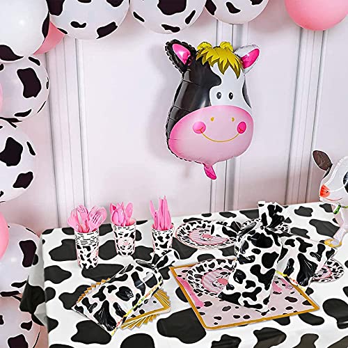 Cow Print Tablecloth - 2 Pcs Plastic Covers 87 x 51 Inches