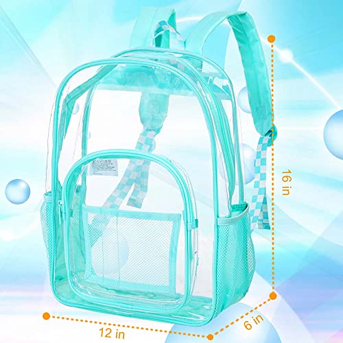 KLFVB 3PCS Clear Green Backpack See-Through Bookbag - 16x12x6 in (Fg Clear Green)