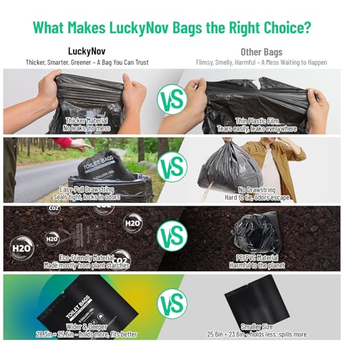 Portable Toilet Waste Bags with Absorbent Gel - Leak-Proof Camping & RV Sanitary Kit