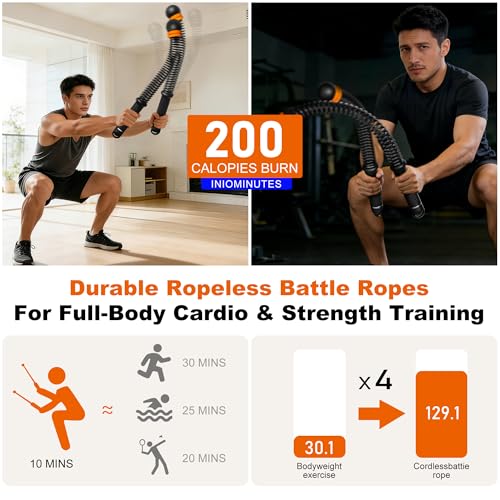 Adjustable Ropeless Battle Ropes - Portable Workout Equipment, Black | Customizable Weights