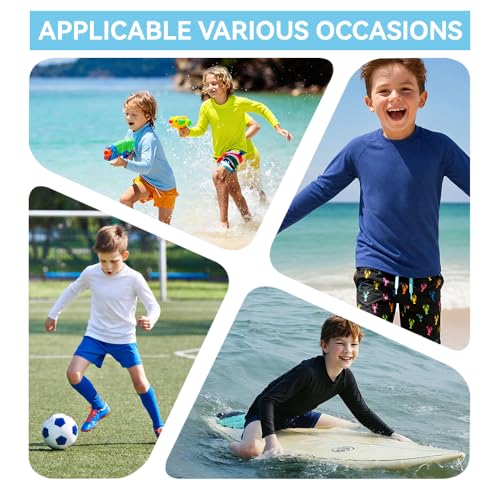 Boys' & Girls' Long Sleeve UV Sun Rash Guard - Large, White