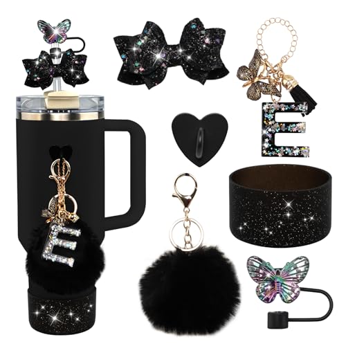 Stanley Cup Accessories Set - Black Butterfly Straw Cap & Bling Bow