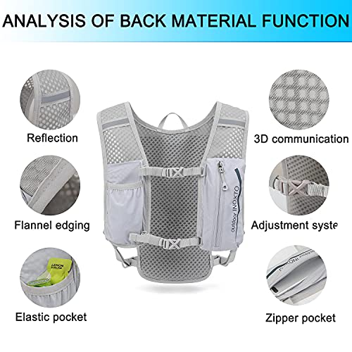 Lightweight Hydration Vest Backpack with 1.5L Bladder - Light Gray & Dark Blue