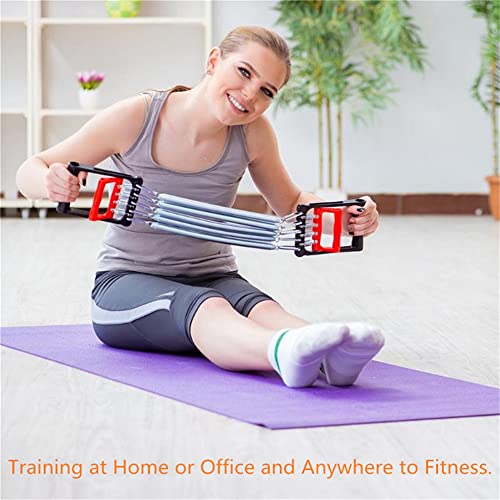 Chest Expander with 5 Springs – Adjustable Resistance Bar for Home Gym Training