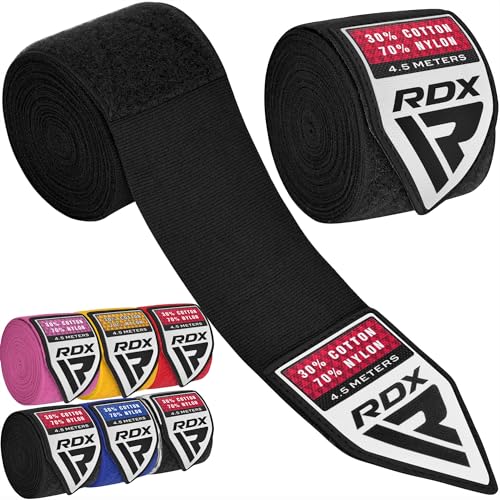 Boxing Hand Wraps 4.5M - Black Semi-Elastic MMA Inner Gloves
