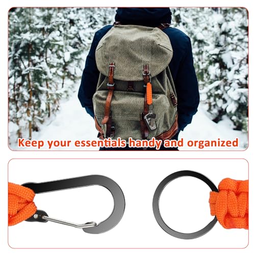 Heavy Duty Paracord Keychain Set - 2pcs Orange Keyring Clips