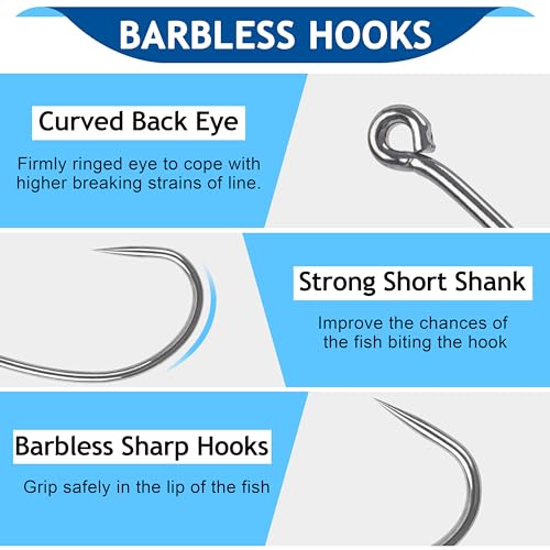 Barbless Fishing Hooks - 50pcs 8# Circle Hooks for Carp & Trout Fishing