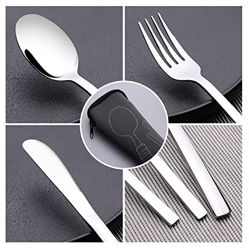 Stainless Steel Travel Utensils Set - Knife, Spoon & Fork