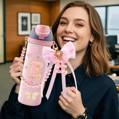 12PCS Pink Letter Accessories Set for Owala Water Bottle - Letter E