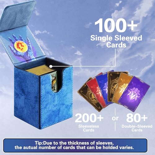 MTG Commander Deck Box - Premium PU Leather, 100+ Cards - Blue Tree