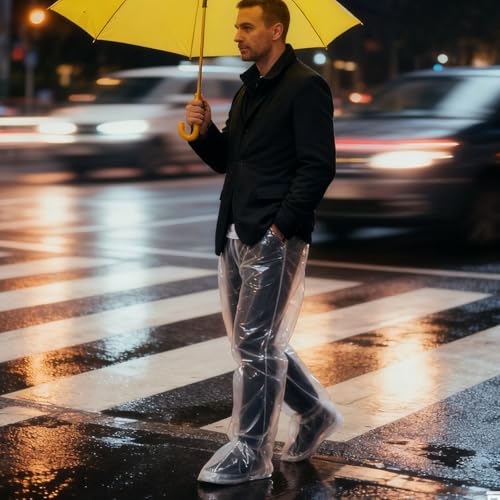 4 Pack Disposable Waterproof Rain Pants with Shoe Covers